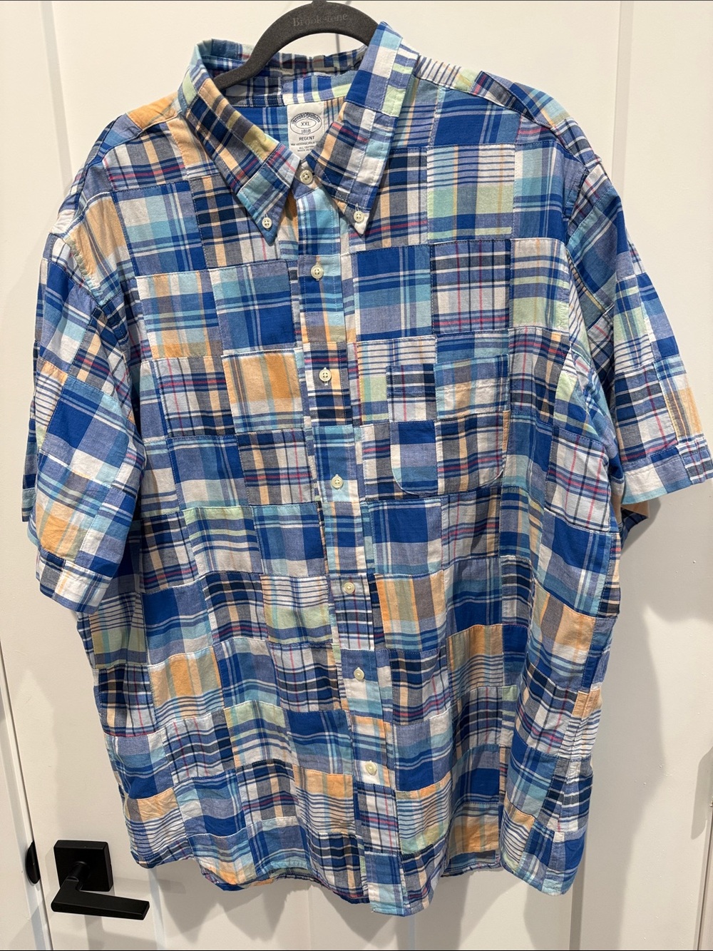 Brooks Brothers Blue Multicolor Plaid Short Sleeve Button-Down Shirt